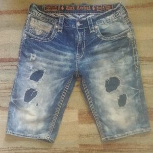 Rock Revival Blue Distressed Men's Shorts